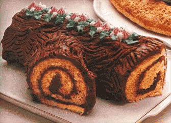 Christmas Yule Log Cake, Nativity Scene Outdoor